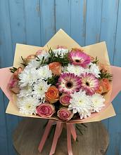 Букет цветов из:  Розы, Герберы и Хризантемы в Сокольники