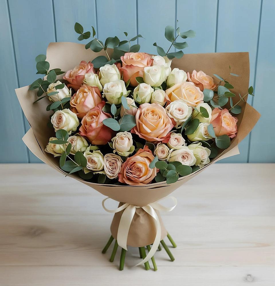 Букет цветов из: Альстромерии и Розы в Сокольники