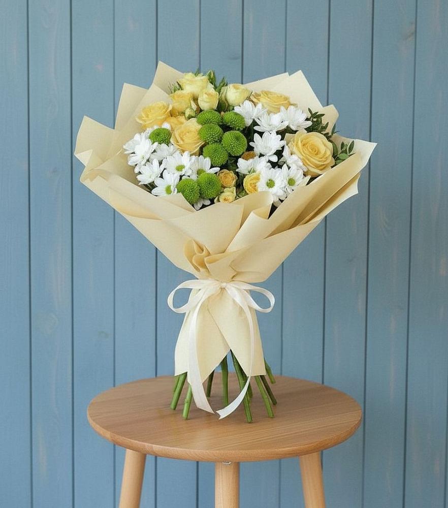 Букет цветов из: Хризантемы и Розы в Сокольники