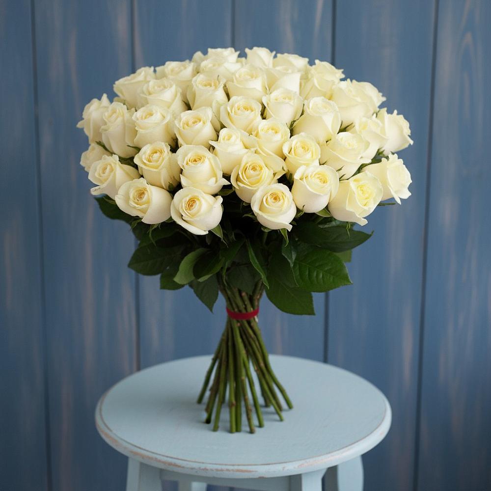 Букет 51 Белая роза Эдлесс Лав в Сокольники