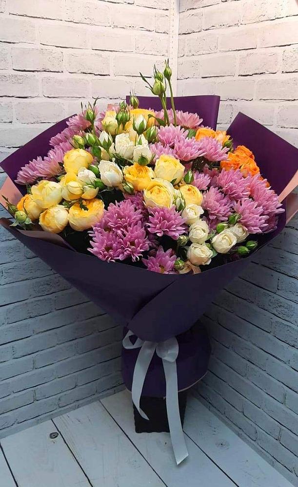 Букет цветов из: Хризантемы и Розы в Сокольники