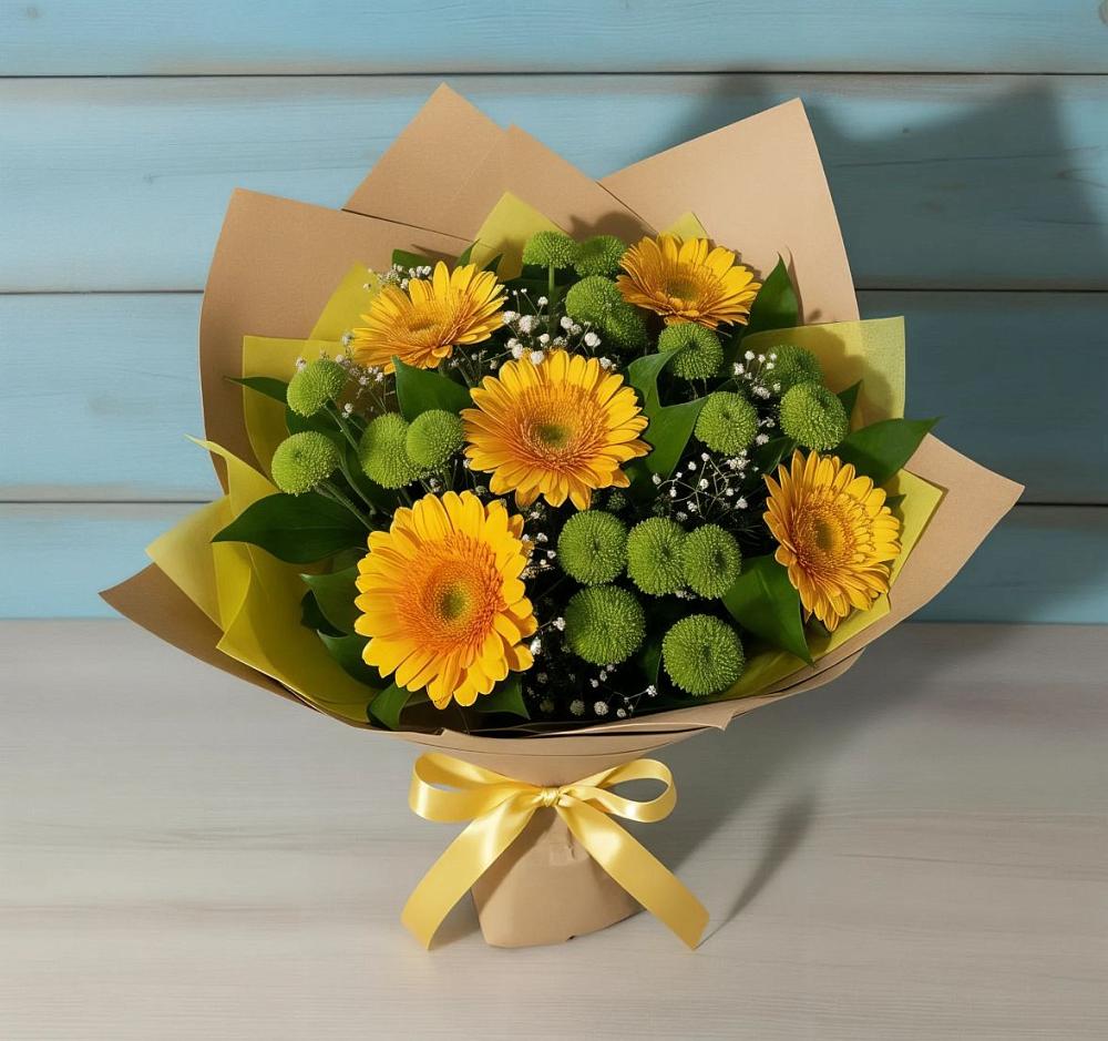 Букет цветов из: Герберы и Хризантемы в Сокольники