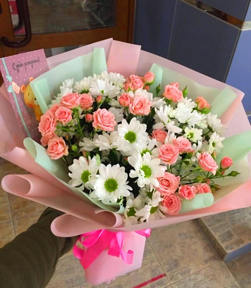 Букет цветов из: Розы и Хризантемы в Сокольники