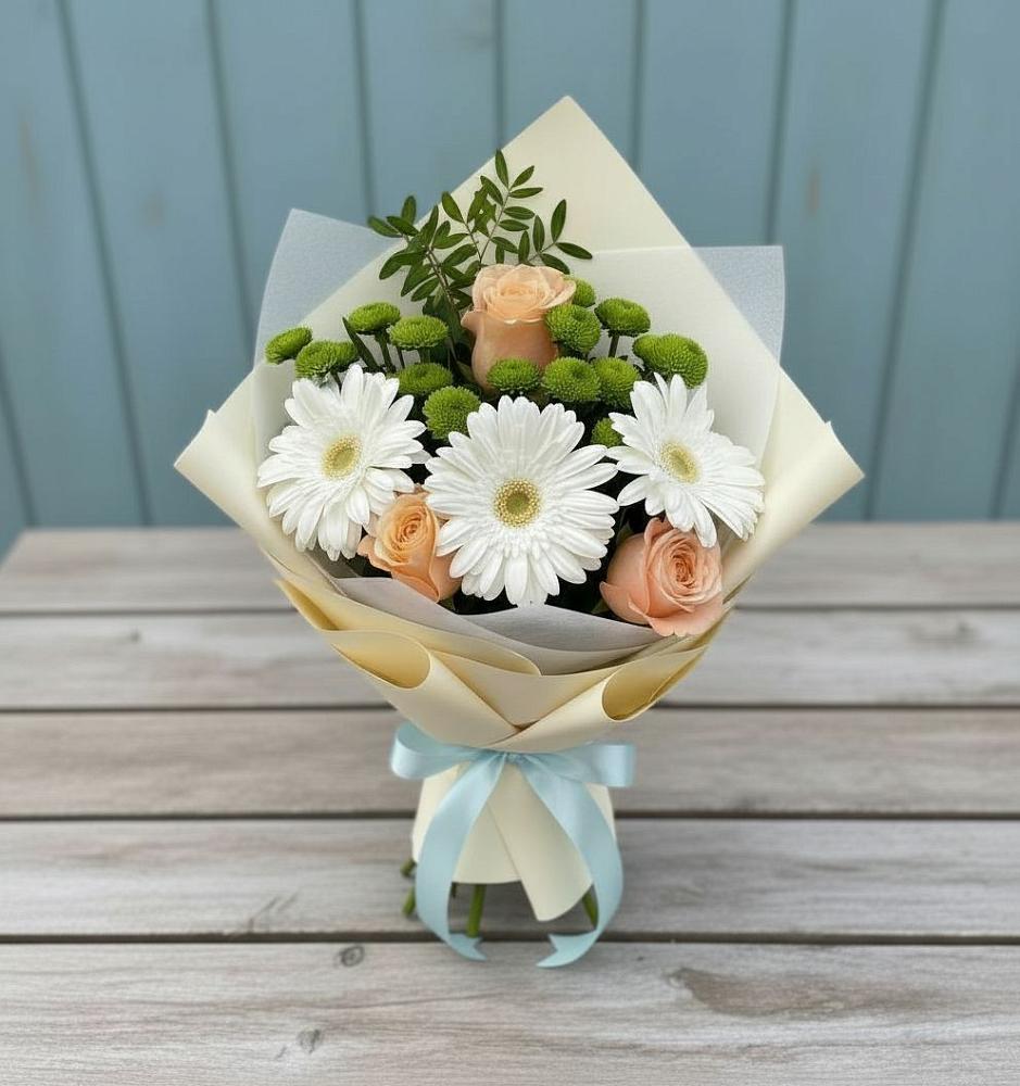 Букет цветов из: Герберы, Розы и Хризантемы в Сокольники