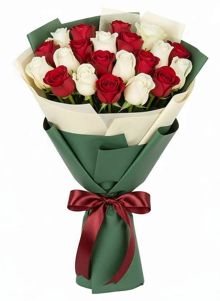 Букет Микс из красных и белых роз в Сокольники