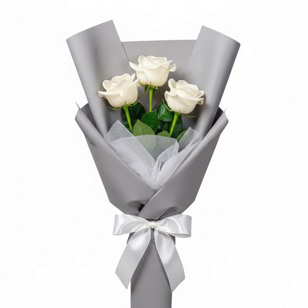 Букет 3 белые розы в Сокольники