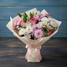 Букет цветов из:  Хризантемы, Альстромерии и Розы в Сокольники