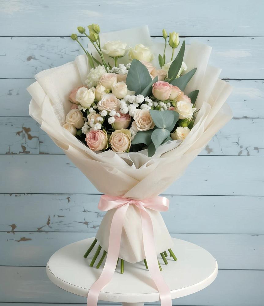 Букет цветов из: Розы и Лизиантусы в Сокольники