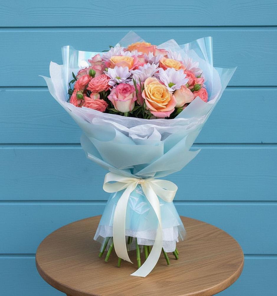 Букет цветов из: Хризантемы и Розы в Сокольники