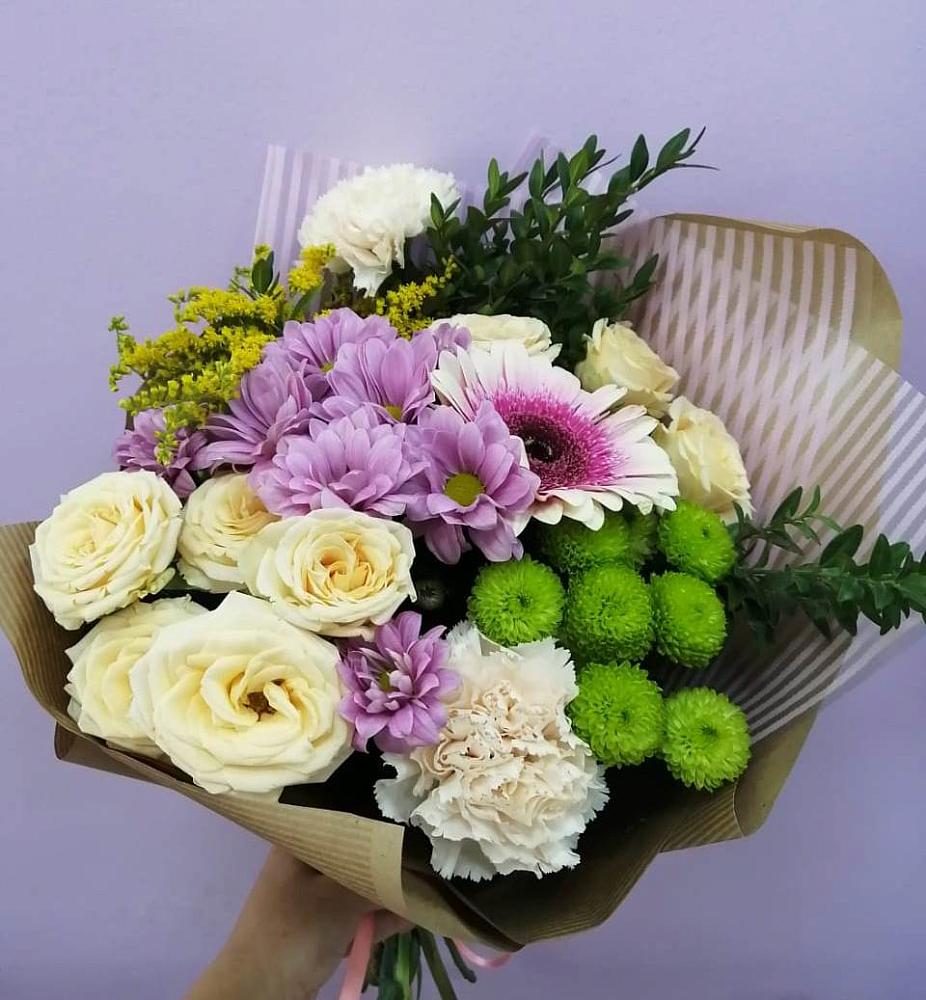 Букет цветов из: Хризантемы, Розы, Гвоздики и Герберы в Сокольники