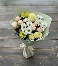 Букет цветов из:  Альстромерии, Розы и Хризантемы в Сокольники