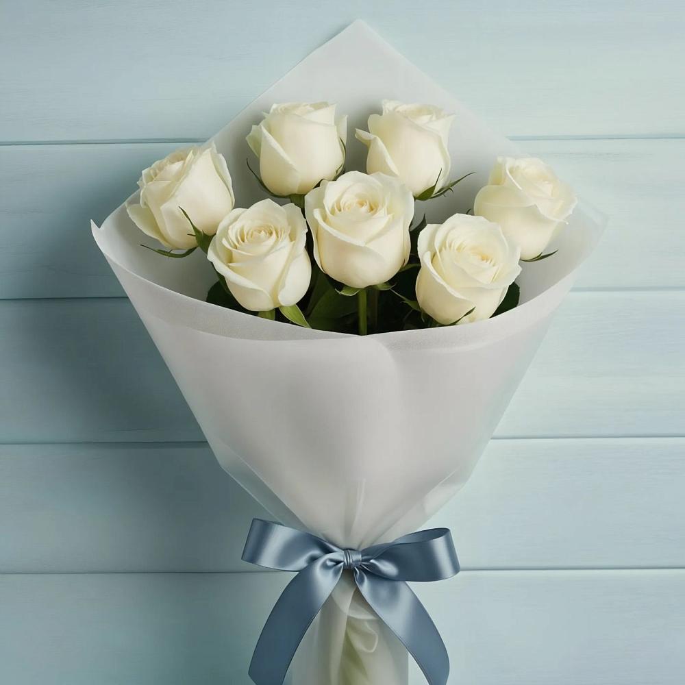 Букет 7 Белых роз Эдлесс Лав в Сокольники